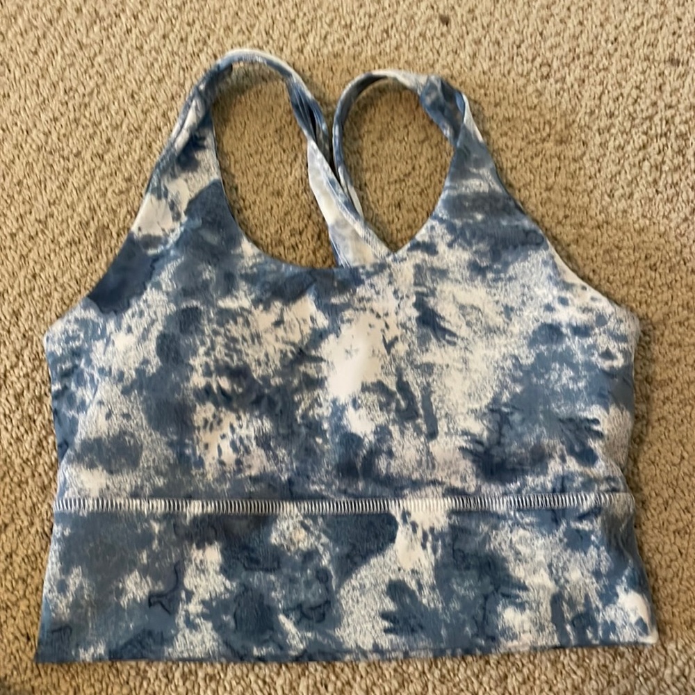 Blue tie die workout top